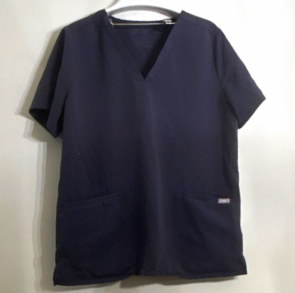 FIGS Technical Collection Unisex V-Neck Short Sleeve Scrub Top Navy L